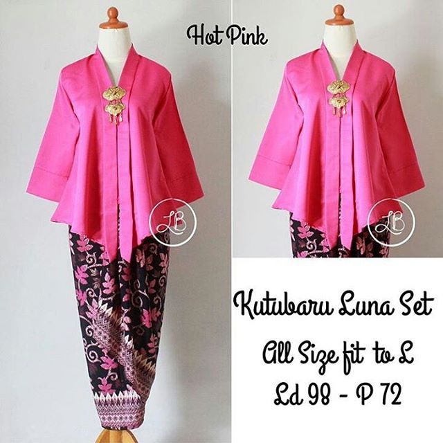 Setelan Kebaya Floy Kutubaru Luna Satu Set Hot Pink