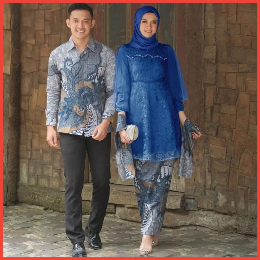 Couple Batik Kebaya Modern - Kebaya wisuda Modern - Baju Kebaya Lamaran Atasan Kebaya Allsize termurah