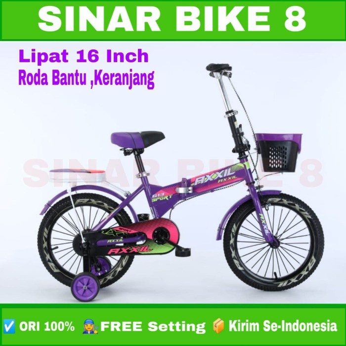 Sepeda Lipat Anak AXXIL Keranjang Ukuran 16 Inch Roda 4 Termurah