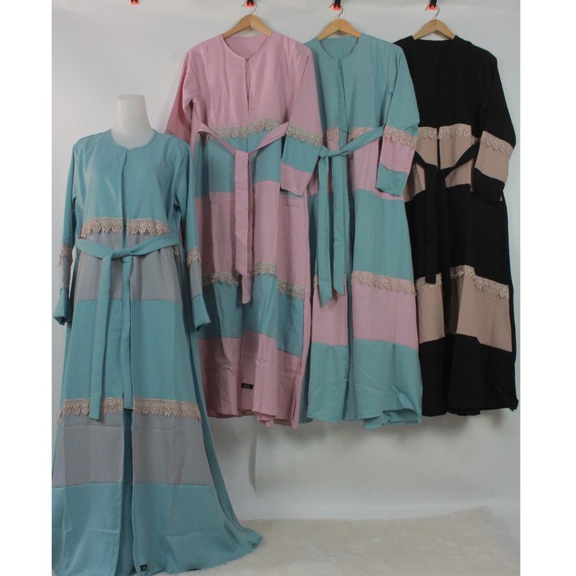 gamis PELANGI ANATASYA renda 3 dua warna SHABBY WOLLYCREPE busui