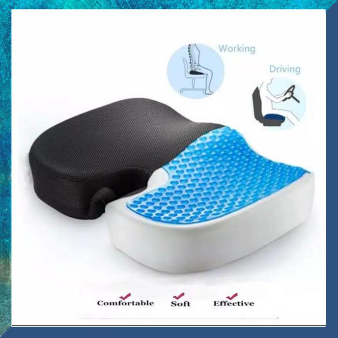 Bantal Kursi Memory Foam Gel Pendingin untuk nyeri Punggung Wasir dll