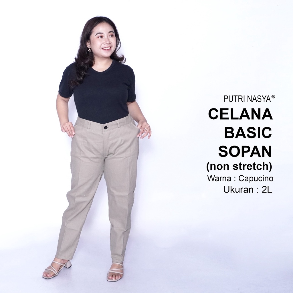 Celana Kerja Kantor Big Basic Sopan (NON STRETCH) Wanita/ Celana Wanita Jumbo Keren / Big size 8L,6L,5L,4L,2L,XL, all size / Celana Kerja Seragam Wanita Bigsize / Celana Bahan Wanita Formal Super Jumbo Kekinian / Celana Kantor Wanita Terbaru