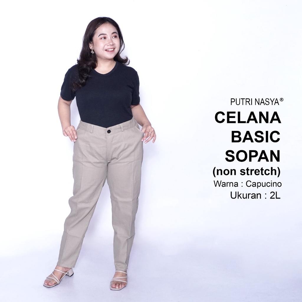 Celana Kerja Kantor Big Basic Sopan (NON STRETCH) Wanita/ Celana Wanita Jumbo Keren / Big size 8L,6L,5L,4L,2L,XL, all size / Celana Kerja Seragam Wanita Bigsize / Celana Bahan Wanita Formal Super Jumbo Kekinian / Celana Kantor Wanita Terbaru