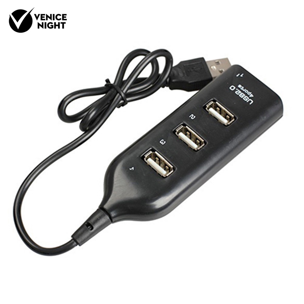 Hub Splitter 4 Port Usb 2.0 Kecepatan Tinggi Warna Hitam Multifungsi Untuk Pc