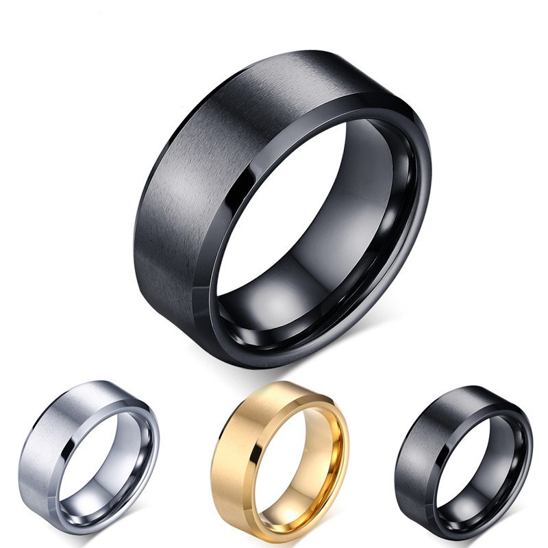 Cincin Pertunangan Dipoles Baja Titanium Fashion Sederhana Untuk Pria dan Wanita