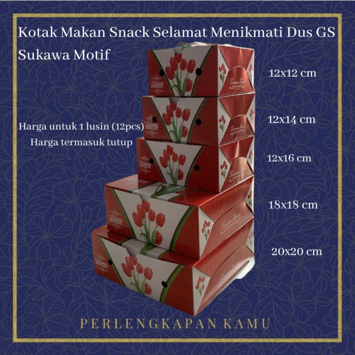 Gilaa Kotak Makan Snack Selamat Menikmati Dus Gs Sukawa Motif 18X18 (12Pcs) Terlaris