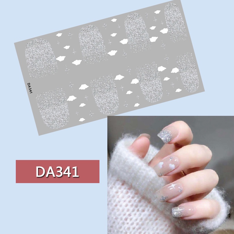 DA341-360 Finger DIY Nail Sticker Fashion 3D Bronzing Nail Sticker False Nails Art 14Pcs/sheet