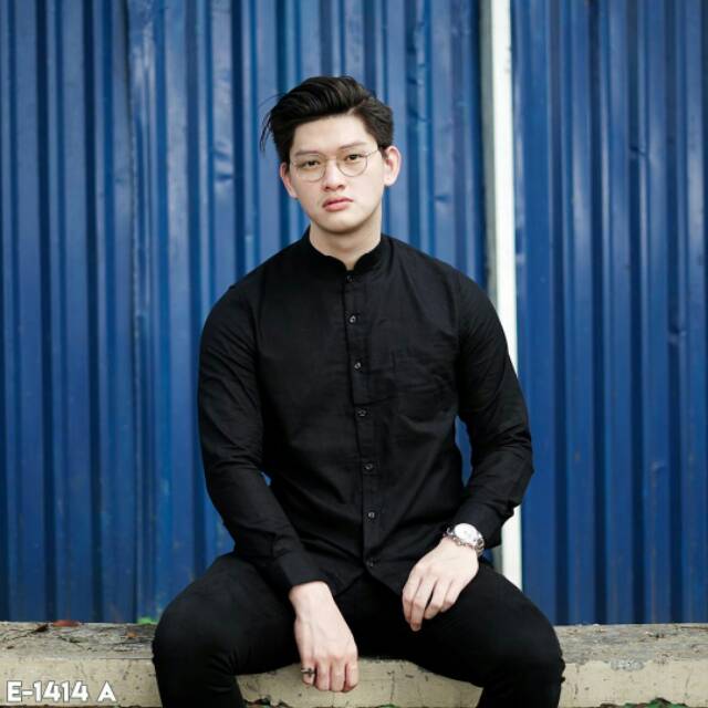 baju koko lengan panjang aldebaran hitam