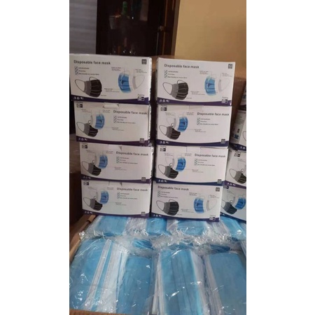 masker 3lapis bahan lumayan tebel.1kotak isi 50pcs