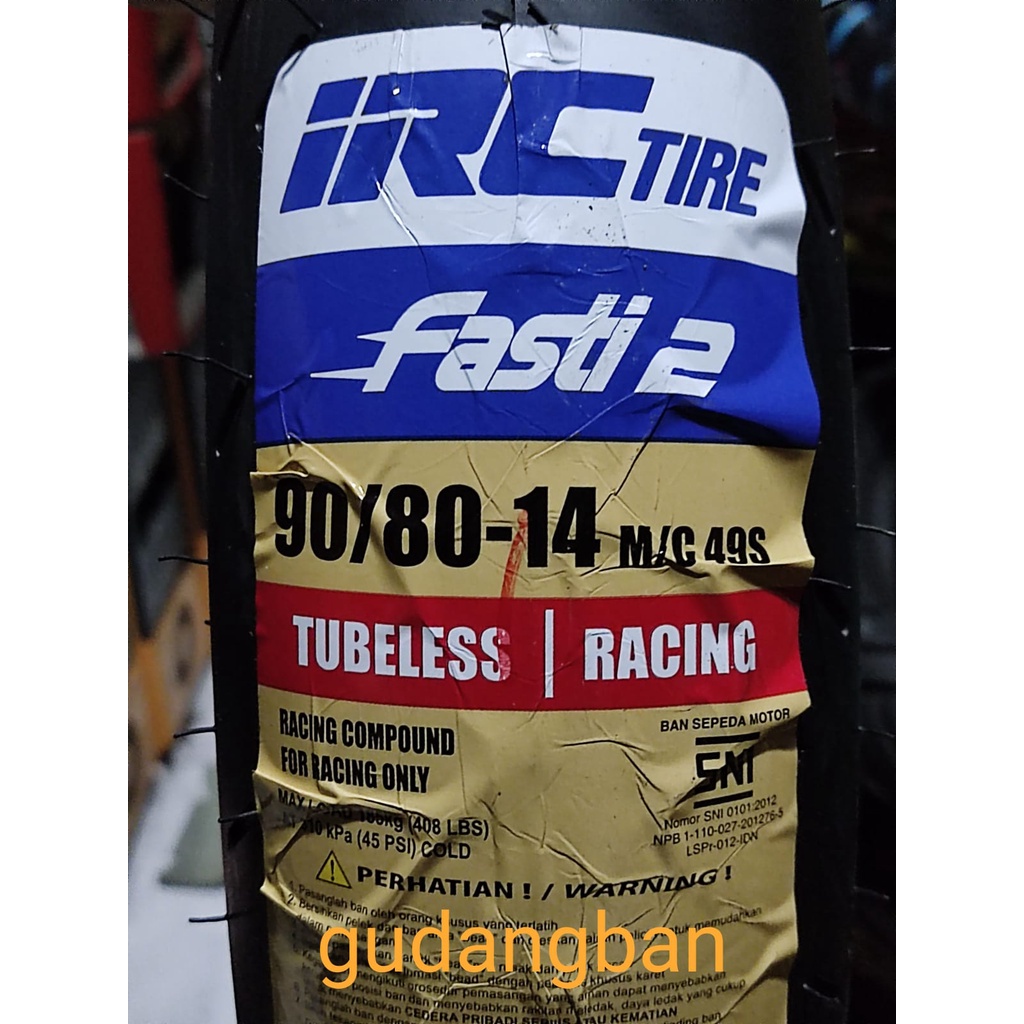 ( FASTI 2 - RING 14 ) 90 / 80 - 14 IRC FASTI2 Racing Soft Compound Motor Matic TUBELESS FREE PENTIL