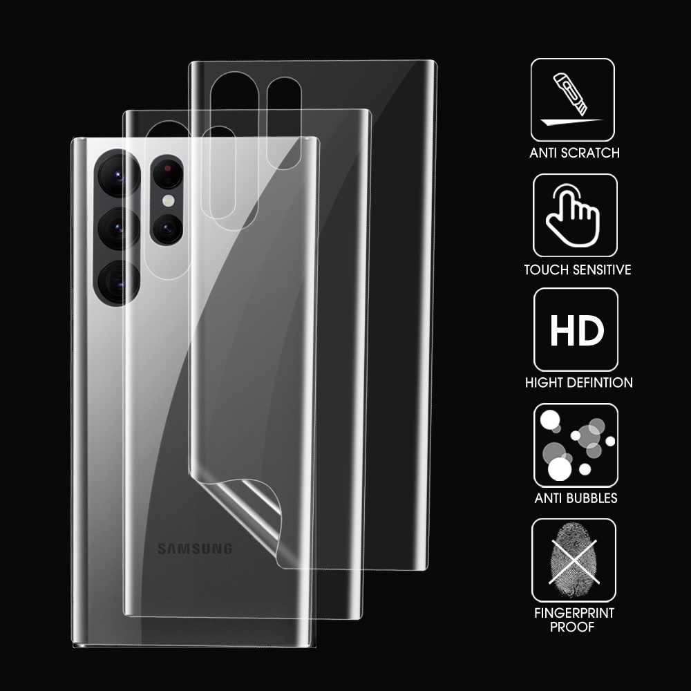 Untuk Samsung S22 HD Hydrogel Film Phone TPU Back Cover Pelindung Layar Belakang Anti Gores Anti-fingerprint Anti-drop Water-proof Cakupan Penuh Telanjang Logam Merasa