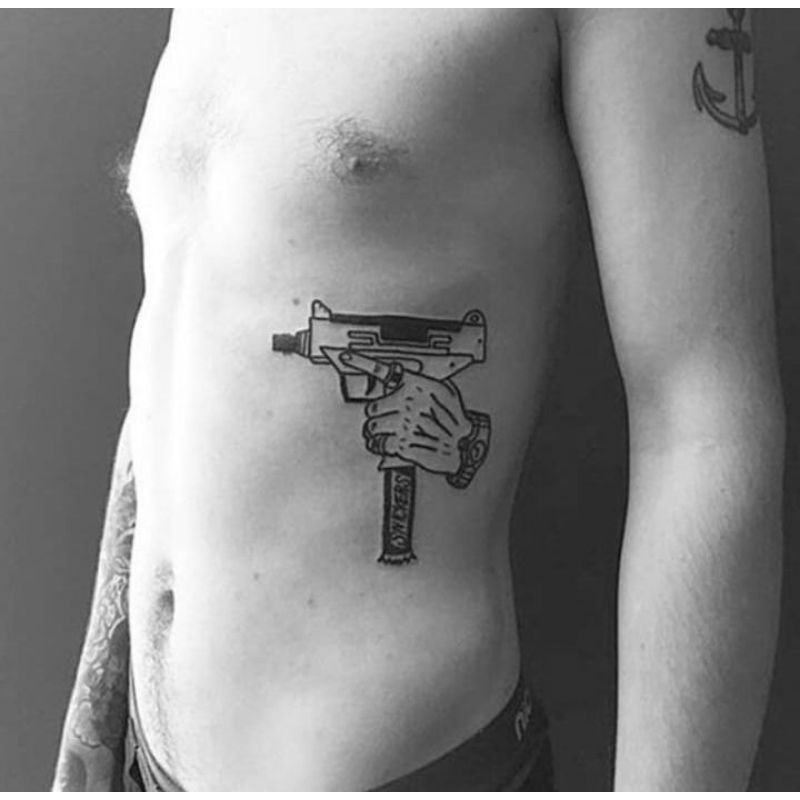 Tato Temporer Tato senjata shotgun gun Tato besar tatto pria Stiker Tato Minimalis - MINPI3