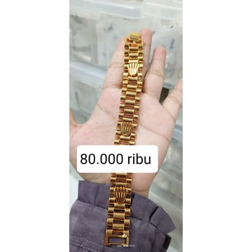 gelang titanium asli warna mas