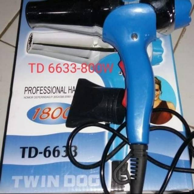 Twindog , TD  , 6633 , Twin Dog Hair dryer , hairdryer  Pengering Rambut  800 watt