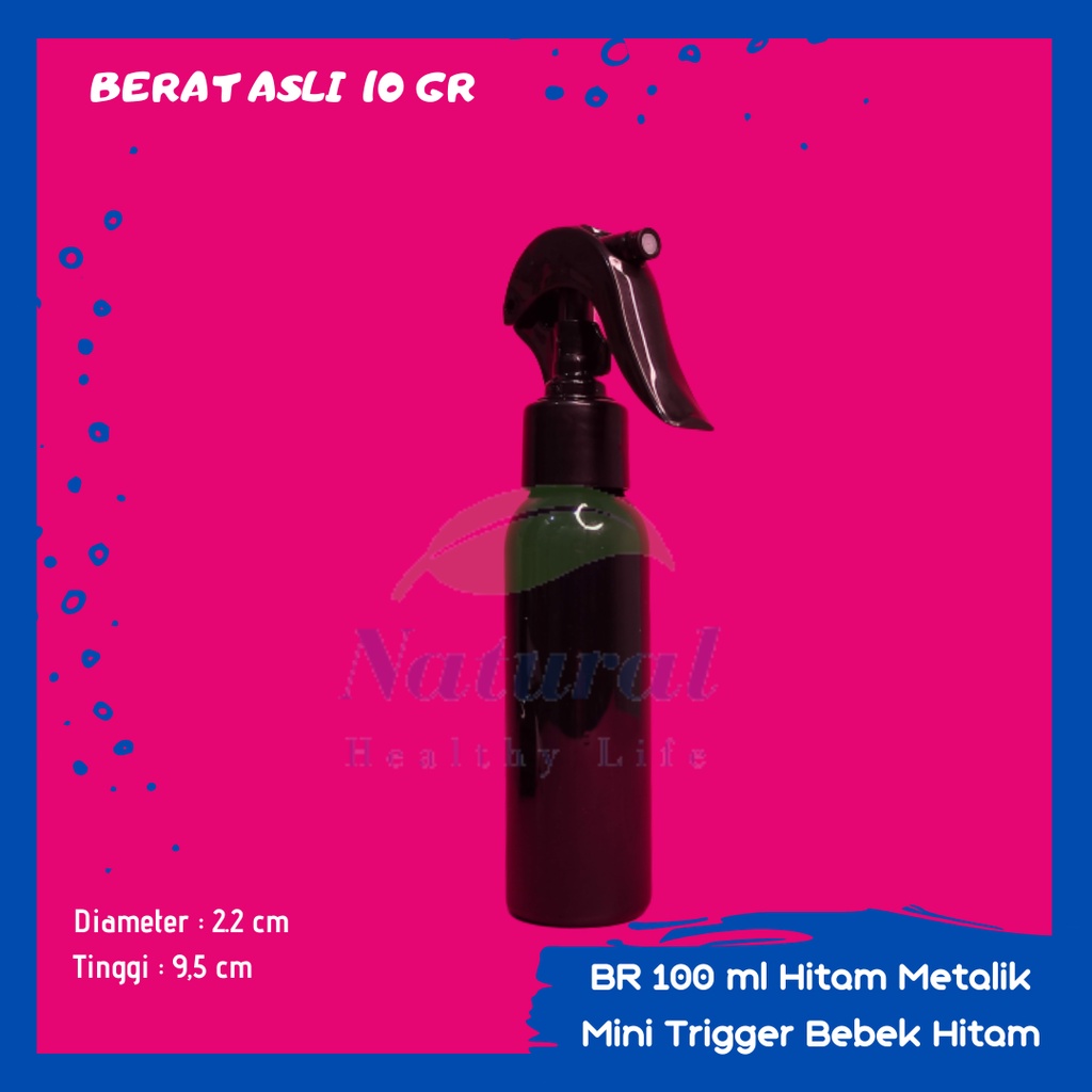 Botol 100ml BR Hitam AR Mini Trigger Bebek Spray N 24 Bahan PET