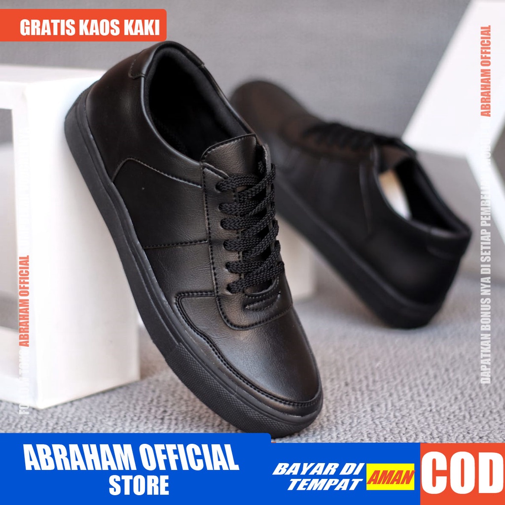 ABRHM X AUGUST Sepatu Sneakers Pria Kulit Sintetic Premium Sepatu Pria Casual Cowok / Cowo Sepatu Kasual Semi Formal Kerja Kantor Kuliah Gaya Santai Keren Kekinian Original Murah Terlaris