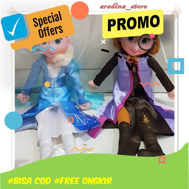 Boneka Frozen Elsa Anna 2 Set Besar Karakter Princess Doll Olaf Frozen Disney Original Jumbo Murah