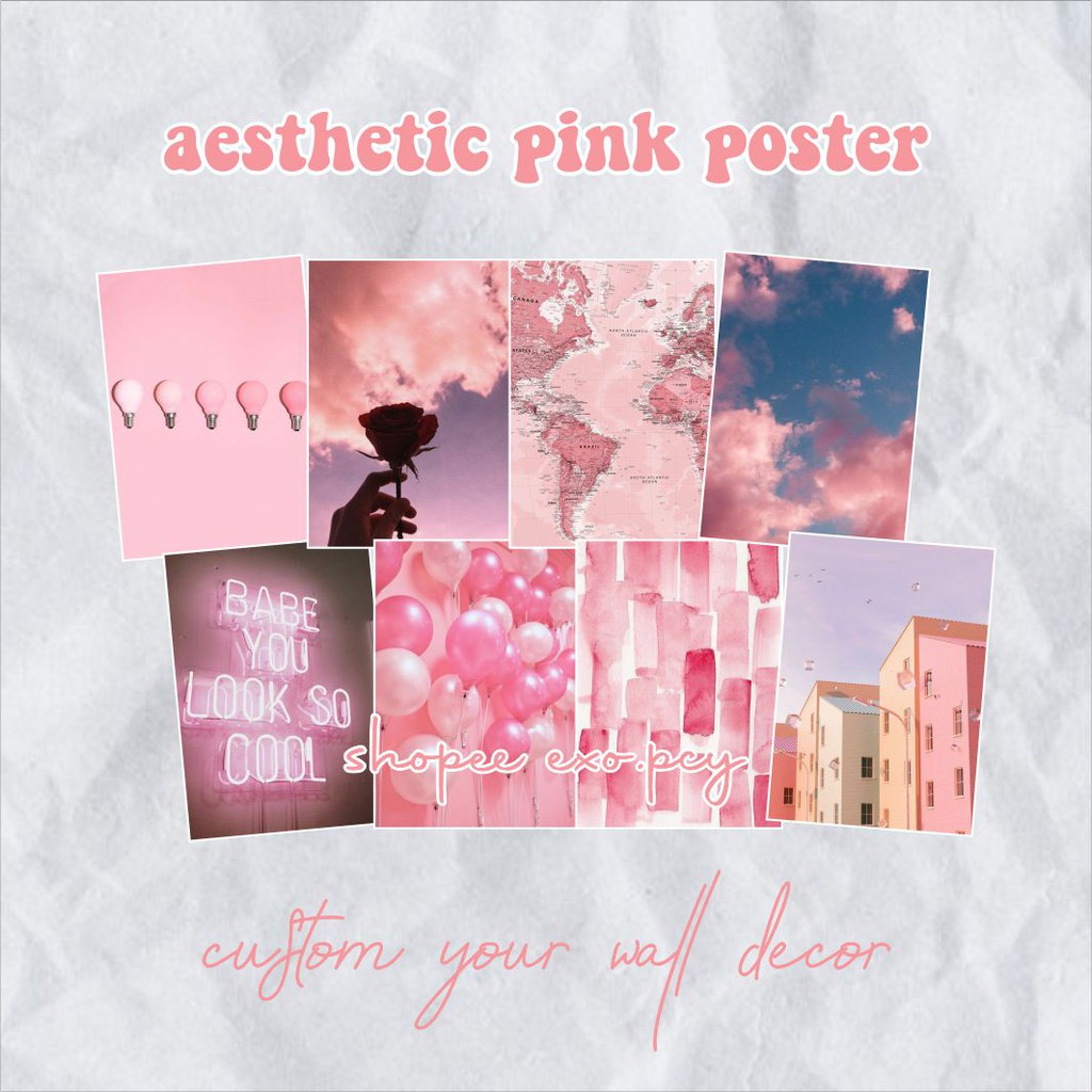 Jual Paket Pink Wall Poster Tumblr A Isi Lembar Poster Dinding Poster Aesthetic Murah