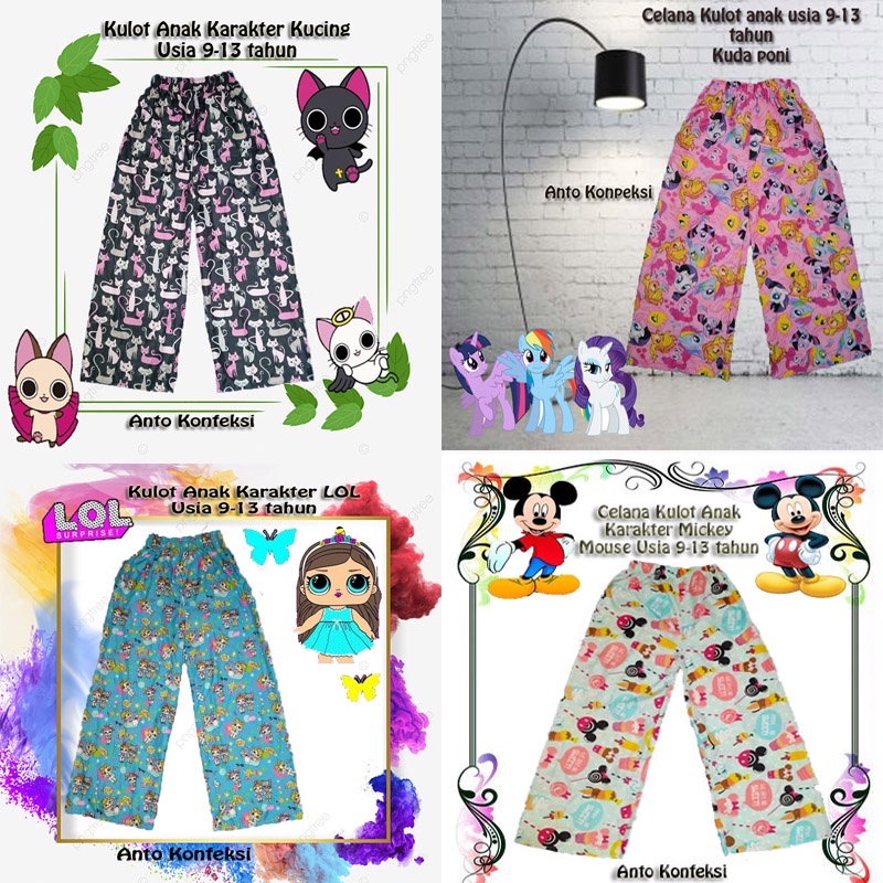 Celana Panjang Anak Perempuan Bahan Elastis melar dan dingin usia 3-4-5-6-7-8-9-12-13 tahun