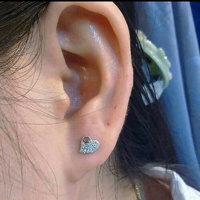 Giwang love anting tusuk giwang anting perak 925 lapis emas  putih S111
