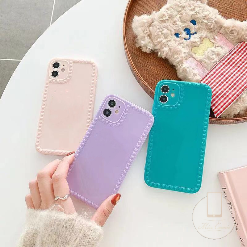 Casing iPhone 12 11 Pro Max Heart Edge Design Case iPhone 6 6S 7 8 Plus iPhone X XS XR XSMAX SE 2020 Camera Protection Square Glossy Shockproof Phone Soft TPU Case-2