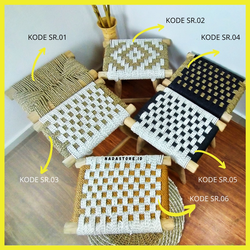 Recta Stool Seagrass / kursi / bangku Kotak Anyaman Enceng gondok / Stool Seagrass Rectangle Esthetic