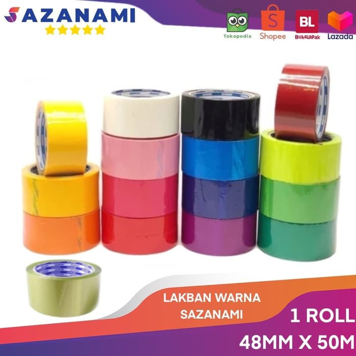 LAKBAN WARNA WARNI 2 INCH 48MM X 50M SAZANAMI ISOLASI 