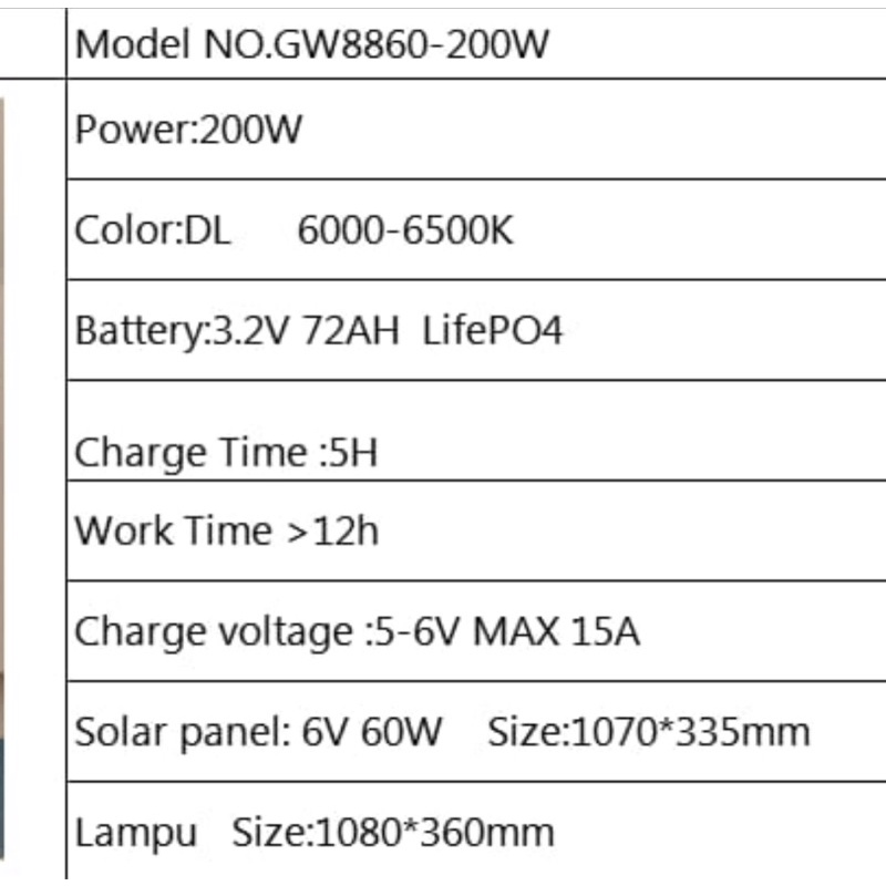 Pju Solar all In One Alumunium 200W 200 watt