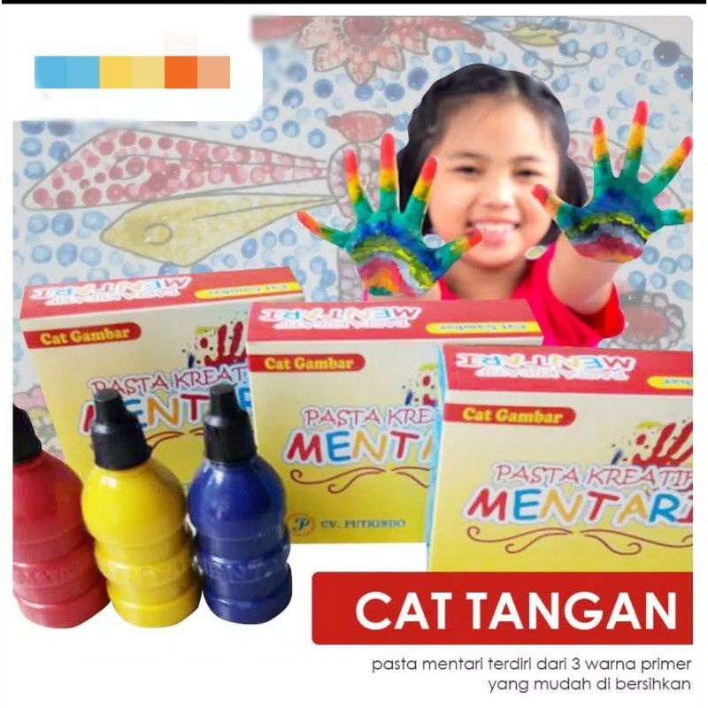 

pasta kreatif mentari cat gambar / cat tangan / washable finger painting / roller brush sponge stamp