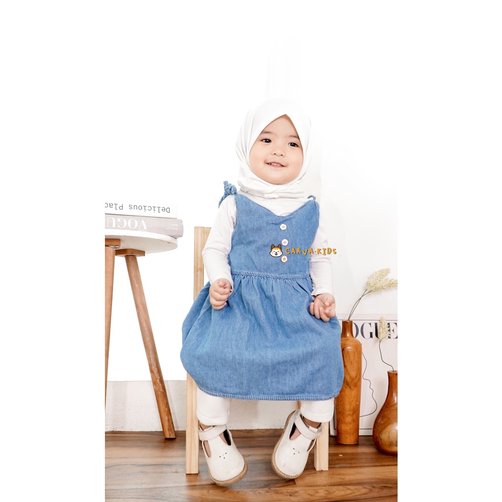 patch bordir dress anak perempuan korea dress anak cewek jeans dress anak andin original denim 1-7 tahun