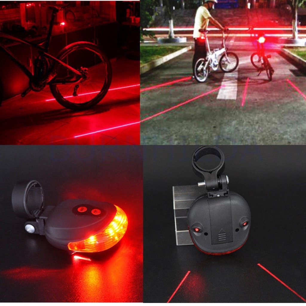 LASER SEPEDA Bicycle Laser Strobe Taillight 5 LED / Lampu LED Sepeda burnhilda