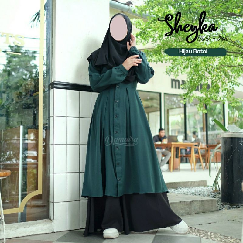 (BISA COD) READY Tunik Sheyka Set Hijau Botol