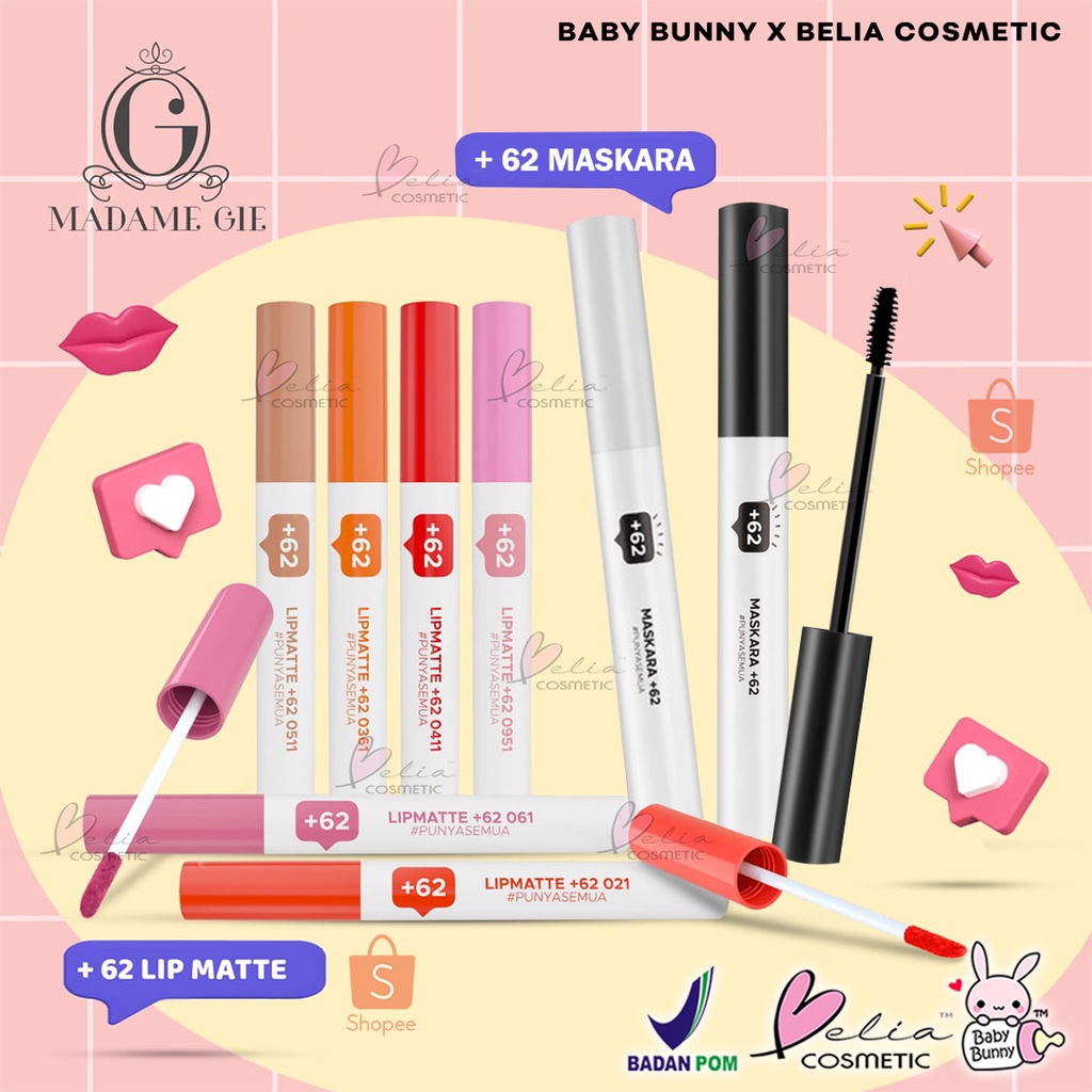 ❤ BELIA ❤ MADAME GIE +𝟲𝟮 Lip Matte Make Up Lipstick | Maskara Hitam | Bening | Clear Mascara | Waterproof | Lip Cream lipcream +62 2mL Jakarta Bali Medan Madamegie Gisella