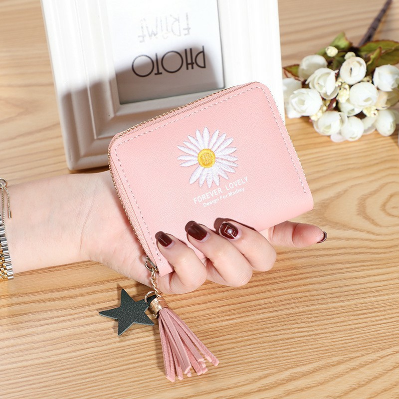 Dompet Mini Wanita (D1029) Dompet Wanita Koin/kartu Dompet Wanita Pendek Motif Bunga Daisy aladin_88