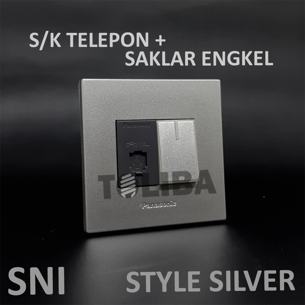 stop kontak telepon + saklar engkel silver panasonic / stopkontak panasonic saklar silver sni