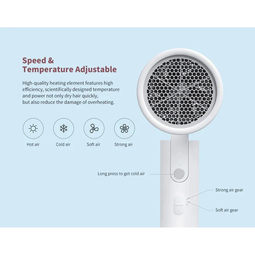 XIAOMI MIJIA Anion Portable Foldable Hair Dryer 1600W - CMJ02LXW - Hair Dryer Portable Travelling