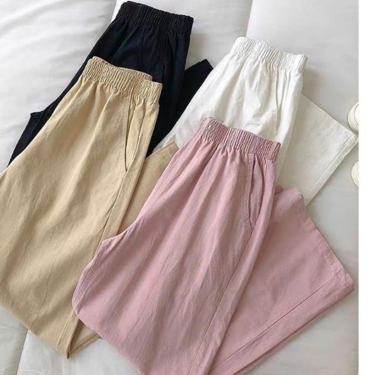 Terbaik.. KULOT LINEN MERY SAKU BELAKANG FUUL KOLOR