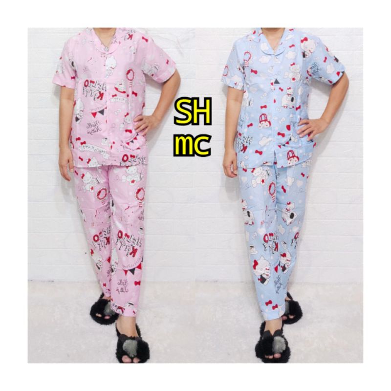 Baju Tidur Piyama Wanita Motif Helokity Pajamas Katun  / Baju Tidur setelan Wanita Katun CP JUmbo XXXL Terbaru Bigsize Kekiniaan