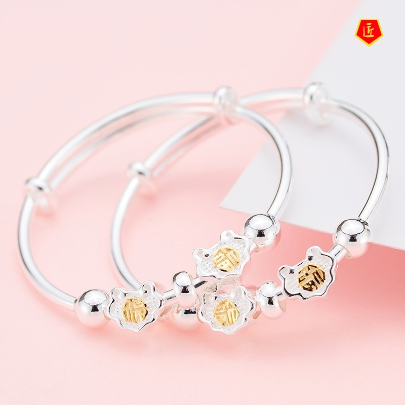 [Ready Stock]925 Silver Bell Auspicious Children's Bracelet