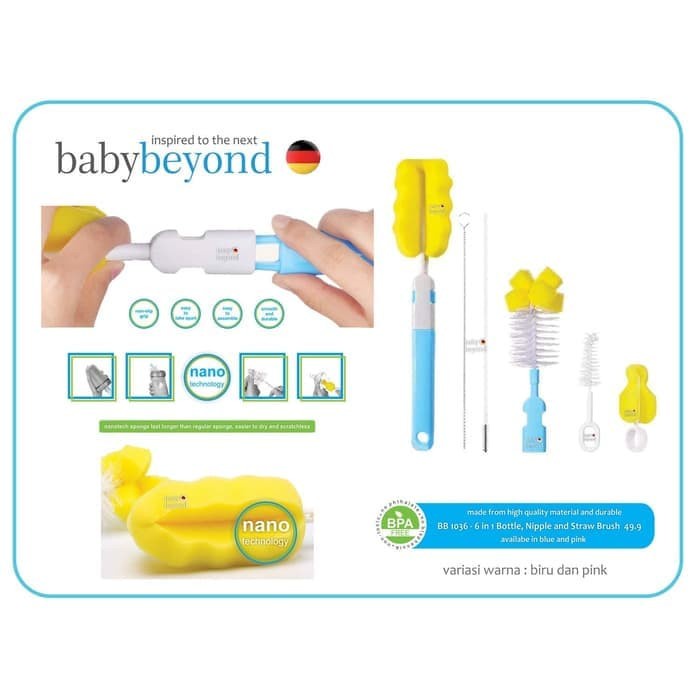 BABY BEYOND 6IN1 BOTTLE, NIPPLE AND STRAWBRUSH BB1036