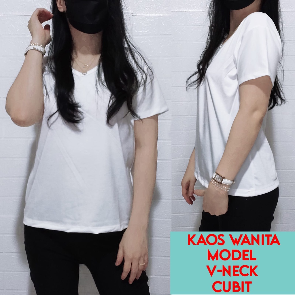 JESETA KAOS ATASAN WANITA V NECK CUBIT GROSIR MURAH ATASAN WANITA TSHIRT WANITA