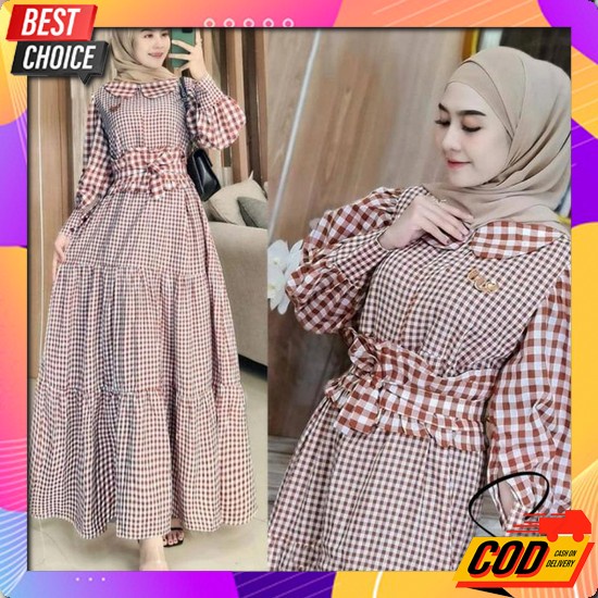 Zafira Midi Dress Muslim Gamis Rayon Twill Home Dress Baju Wanita Keki Baju Gamis Syari Wanita Terba