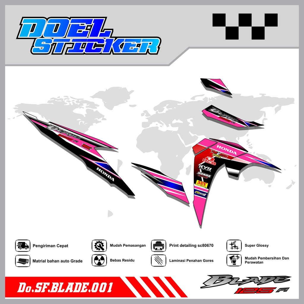 STICKER STRIPING BLADE NEW 125 - STICKER STRIPING LIST VARIASI HOLOGRAM , CROME BLADE NEW 125 DOEL 001