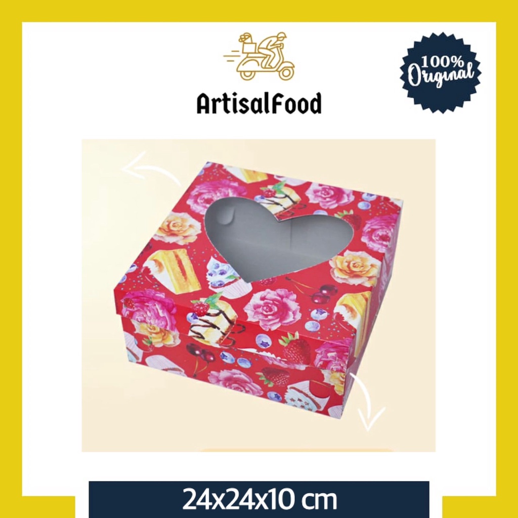Dus Tart Hati / Dos Box Kotak Kardus Kue Tart Tutup Hati - 10 pcs