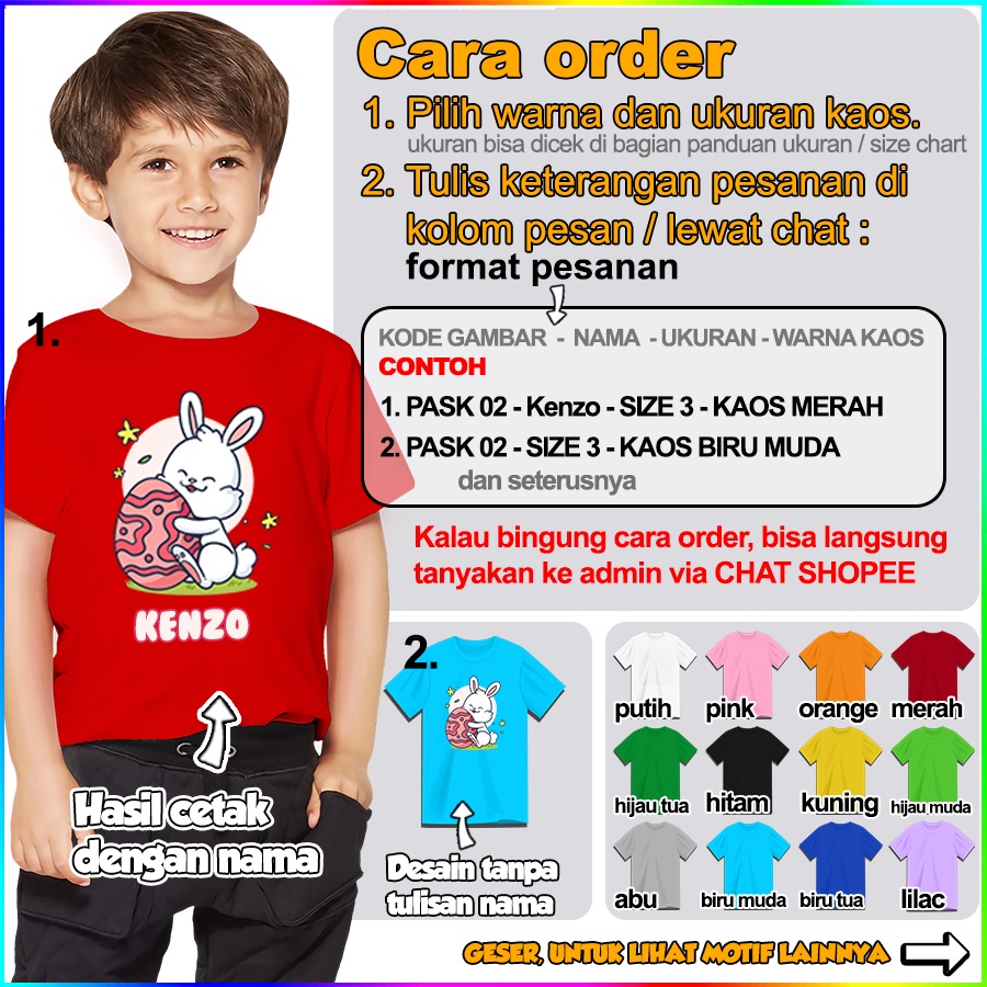 Baju Kaos ANAK DAN DEWASA PASKAH EASTER COUPLE (FREE NAMA)