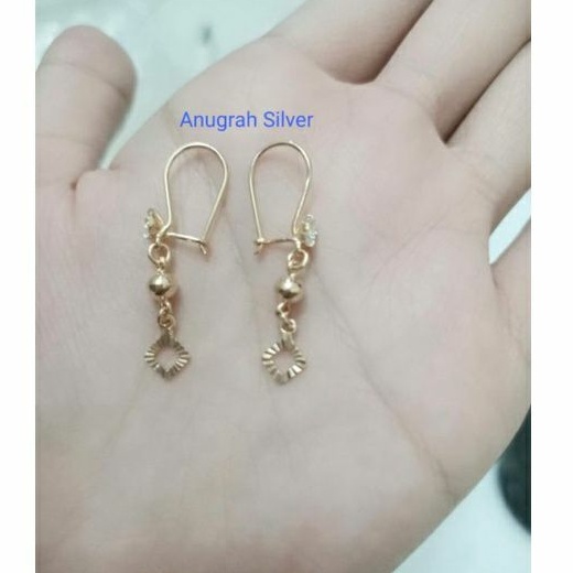 (COD)Anting rumbai anak &amp; dewasa warna rose gold kotak perak asli 925/silver lapisan emas kuning murni...