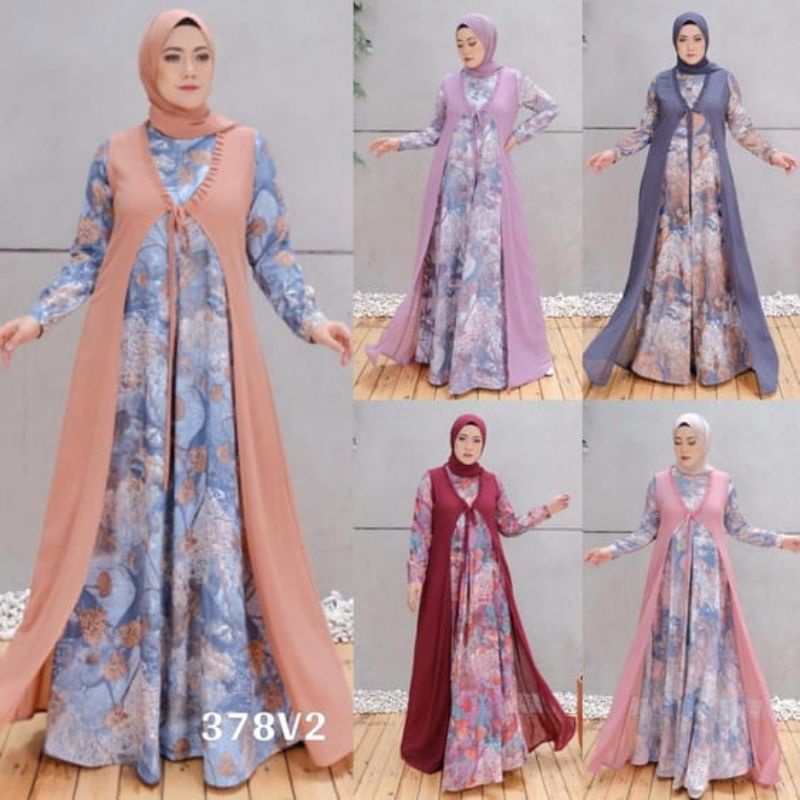 378V2 By Lulla Looks~ dress+outer original murah