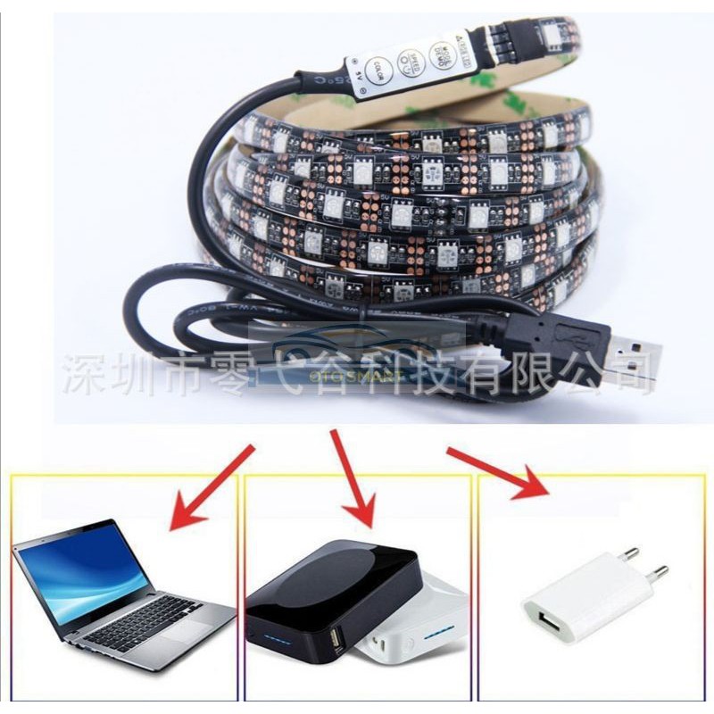 LAMPU LED STRIP USB 5V  5050 60SMD+REMOT RGB UNTUK DEKORASI RUMAH /MOBIL /KOMPUTER/TV/ 2M 3M 5M