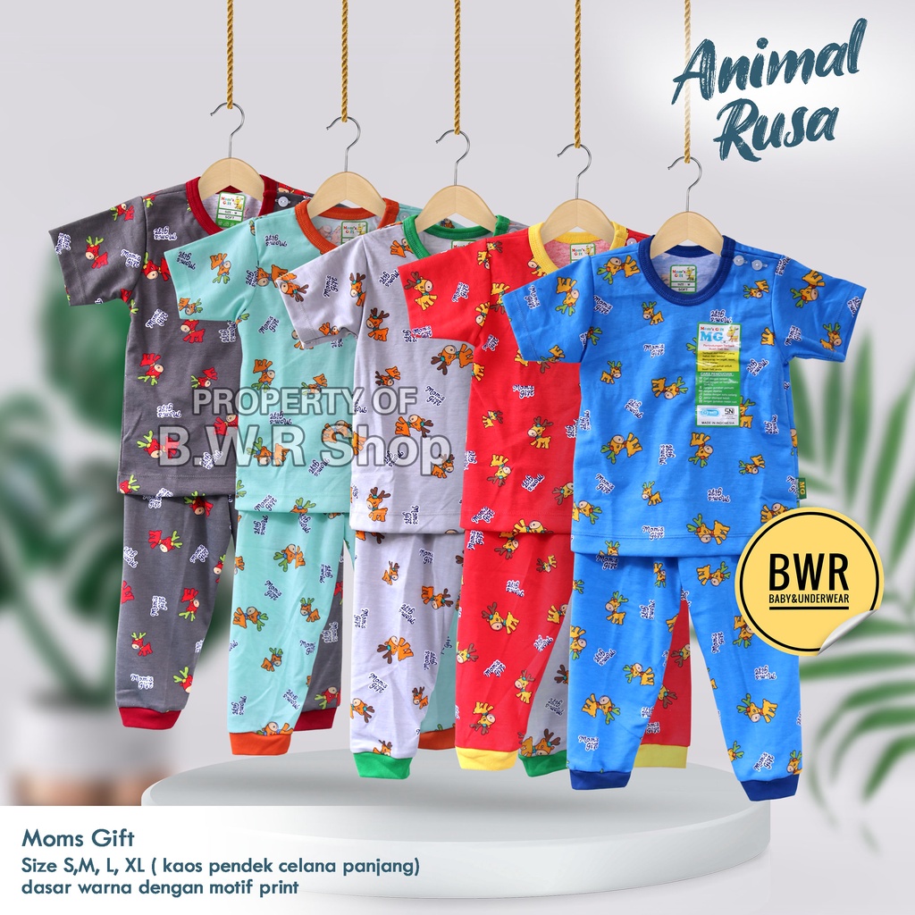CPR Setelan Moms Gift Animal Rusa / Piyama Anak Unisex Kancing Pundak Mom's Gift Motif Terbaru | Bwr