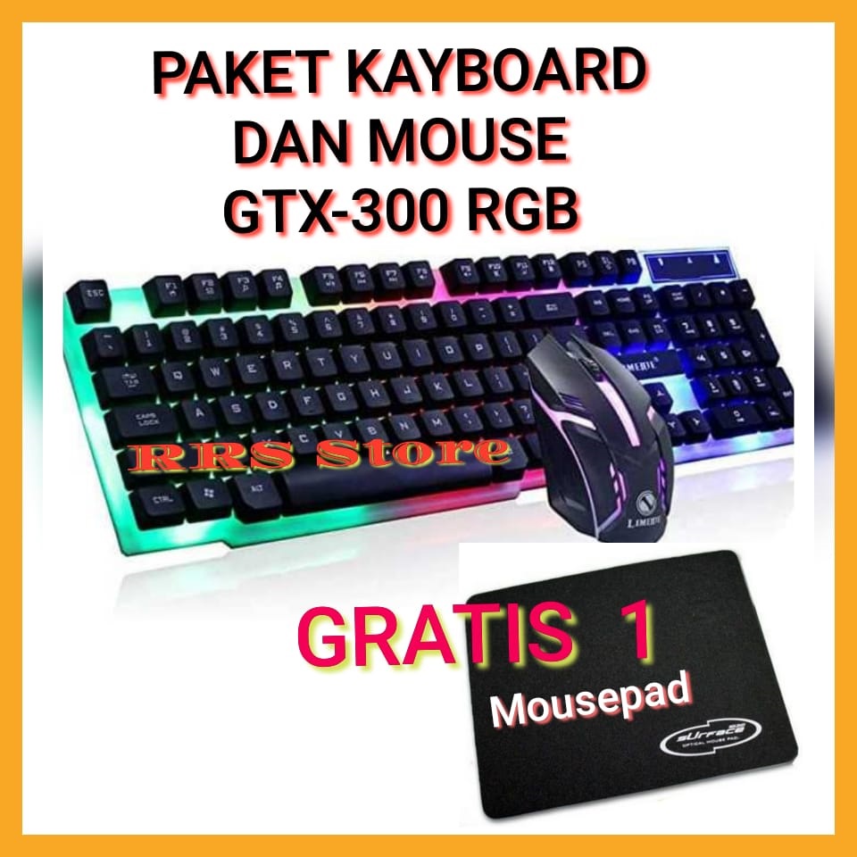 KIBOT BAYBOARD Limeide Combo Gaming Keyboard RGB with Mouse - GTX300 MURAH SATU PAKET GRATIS MOUSPAD